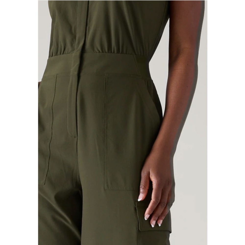 Athleta Brooklyn Heights Jumpsuit Women L Olive Green Cargo Utility - Picture 6 of 12